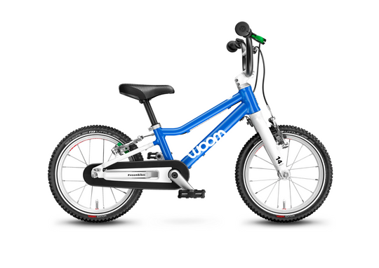 Woom Original 3 Kinderfiets β Flame Orange, Lizard Lime & Sky Blue