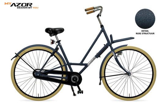 Azor Abdij Damesfiets – 55 cm – Ruigblauw Mat – Shimano Nexus 7 – Rollerbrakes – Voor- & Achterdrager – Schwalbe Crème Banden – RVS Velgen