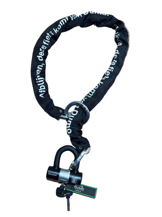 ART*** 120cm kettingslot met tekst; "Afblijven, deze fiets komt van Dumo."