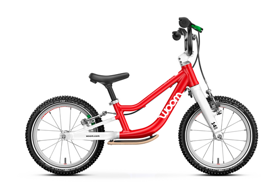 Woom GO 1 Plus Loopfiets – Vibrant Yellow, Hot Pink & Woom Red